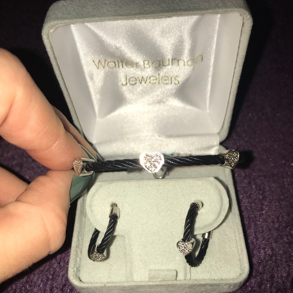 walter bauman bracelet with matching hoop earrings